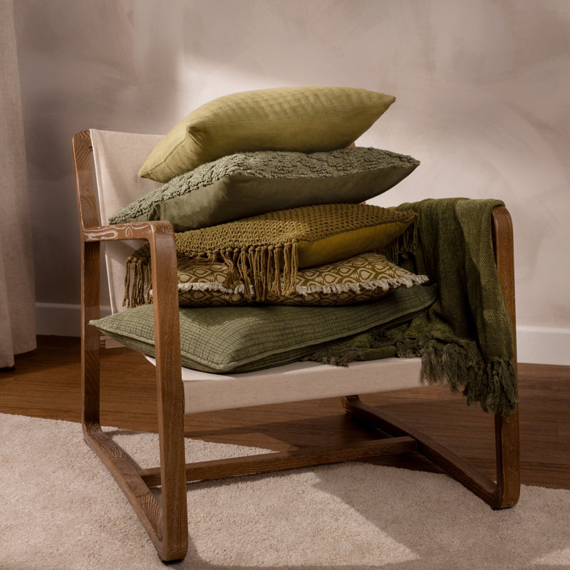 Georgi Geometric Square Cushion, Olive