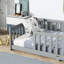 Lit simple gris avec clôture, polyvalent pour l'apprentissage et le sommeil, manuel d'installation rapide et idéal pour explorer, plateforme à 7 lattes confortable-1692758736