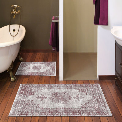 Ensemble de luxueux tapis de bain (2 pièces), 100% polyester, antidérapant, antibactérien | Dimensions: 19,7 po x 23,6 po et 23,6 po x 39,4 po | Tissu ultra-absorbant et facile à nettoyer, lavable à la machine à 86 ° F | Parfait pour la salle de bain ou le spa