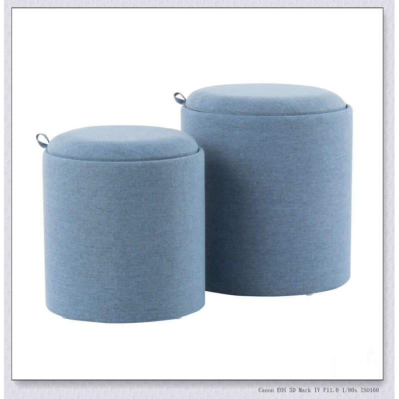 Ensemble de repose-pieds gigogne contemporain en tissu et bois, polyvalent pour les sièges, le rangement et le service supplémentaires