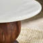 Veerly Solid Acacia Wood & Marble Effect Round Side Table - Rustic Modern Sculptural Design-1342642802
