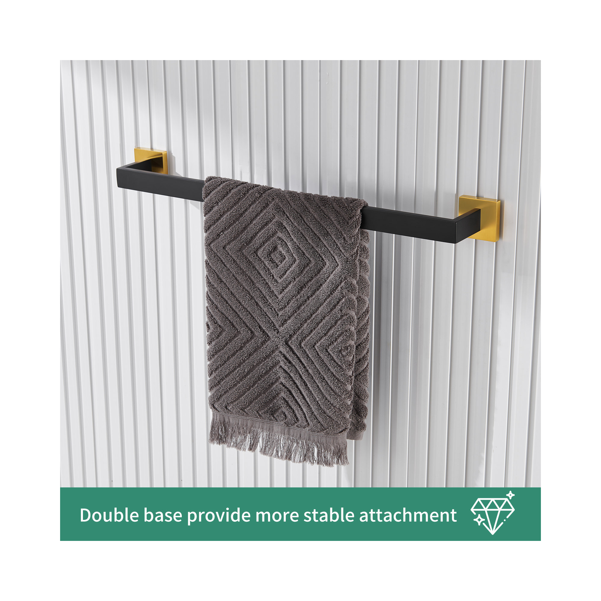 23.75'' Towel Bar, Black/Gold, 3.13'' H X 23.75'' L X 2.19'' D