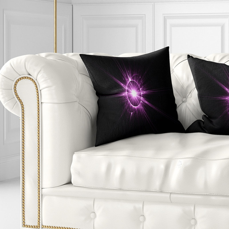 Coussin mauve à imprimé floral mauve, 16 po x 1 po, Coussin décoratif