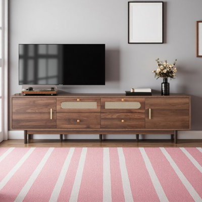 Meuble télé 76 po avec tiroirs pour salon / chambre à coucher, meuble télé moderne et chic pour téléviseur de 85 po ou moins
