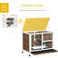 Cage à lapins d'intérieur Pawhut avec roulettes, bureau et table d'appoint, cage à lapin