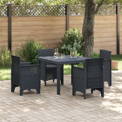 Ensemble de salle à manger de jardin 5 pièces vidaXL en polypropylène anthracite