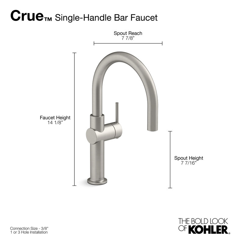 Crue Single-Handle Bar Sink Faucet, Single-Hole Prep Sink or Wet Bar Faucet, Vibrant Stainless