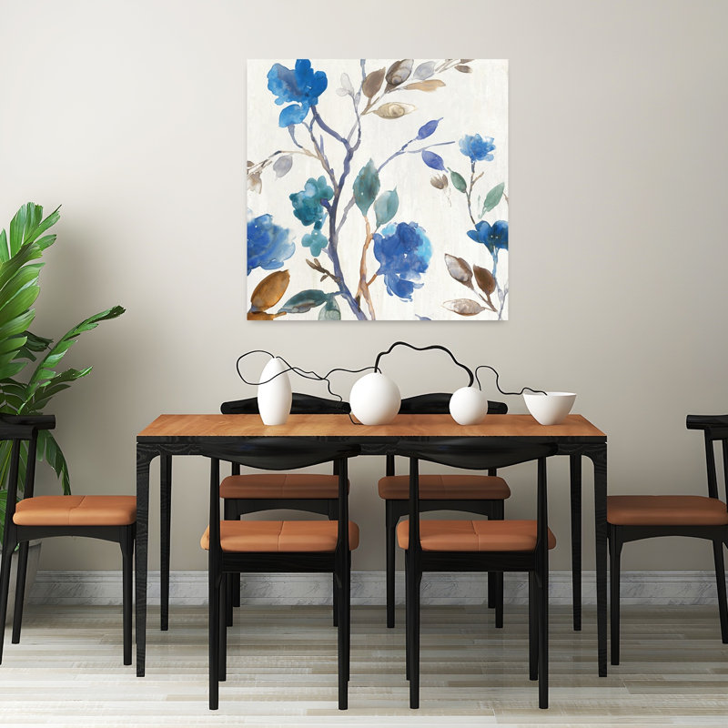 Cobalt pivoine I délicat, art de la nature tranquille et élégant, H 32 po x l 32 po