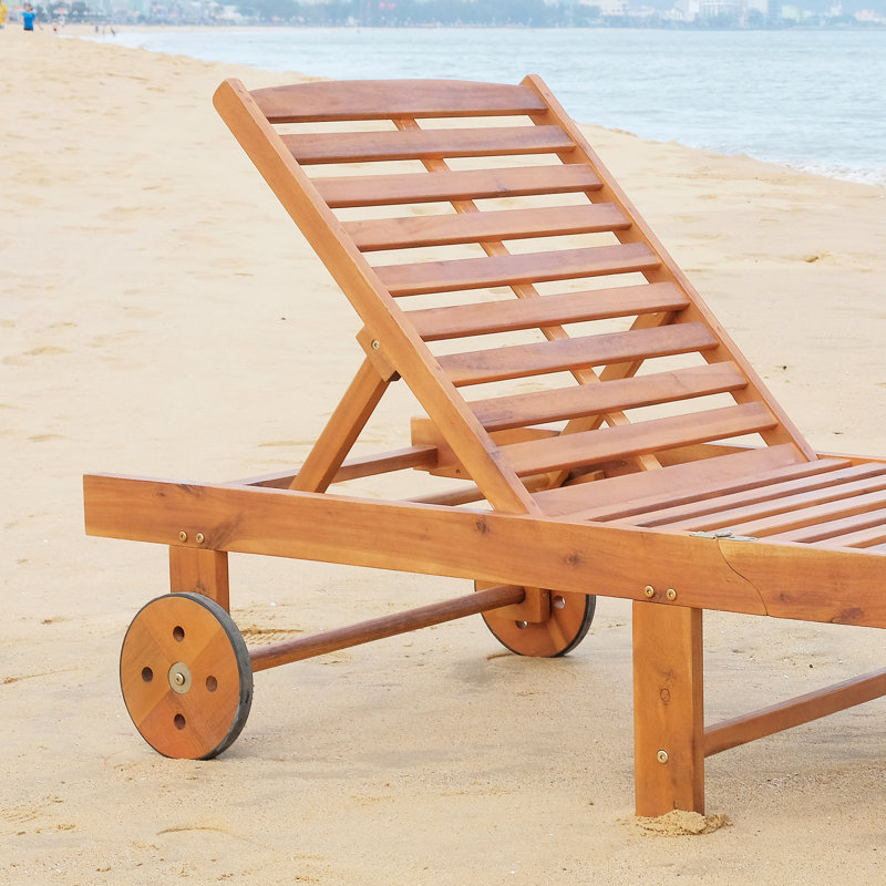 Portable Garden Chaise Lounge Chair, Wood, Color - Relax In On Patio, Deck, Poolside Chair With 4-Level Adjustable , Customizable Relaxation