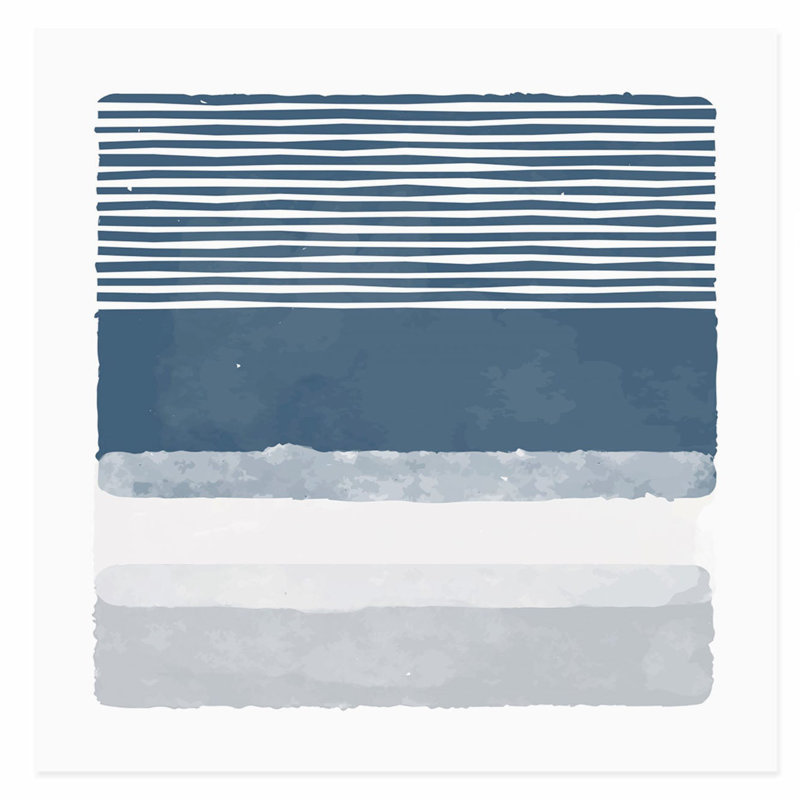 «Abstract Blue Shapes», reproduction d'art moderne sans cadre Mid-Century, H 10 po x l 10 po
