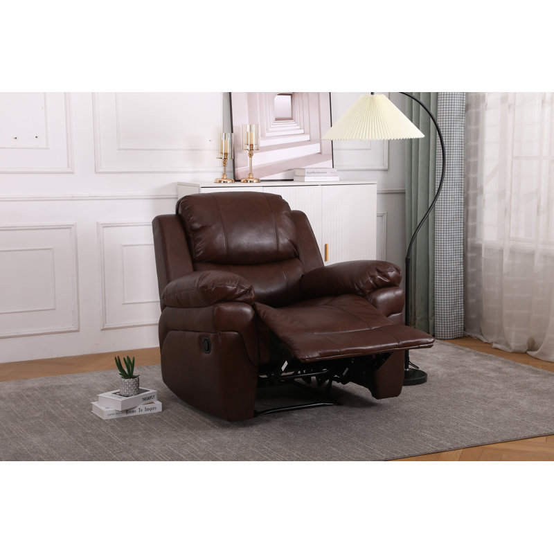 Kaneb 97cm Wide Faux Leather Standard Recliner, Brown Faux Leather