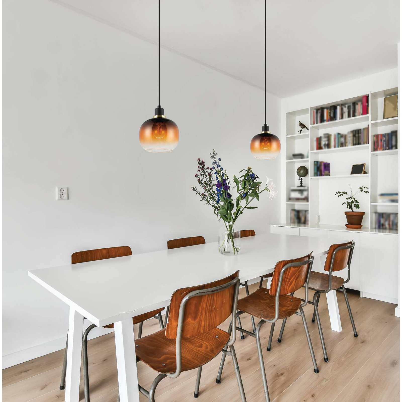 Chittering Single Light Glass Dimmable Pendant