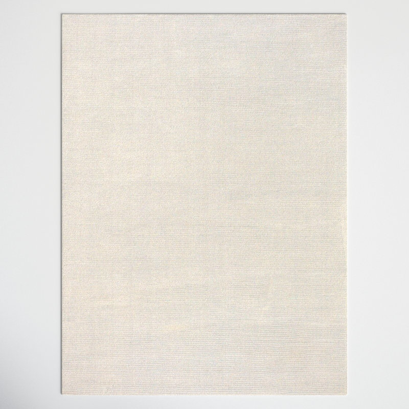 Tapis ivoire touffeté à la main Dingman, Rectangle 8 pi x 10 pi