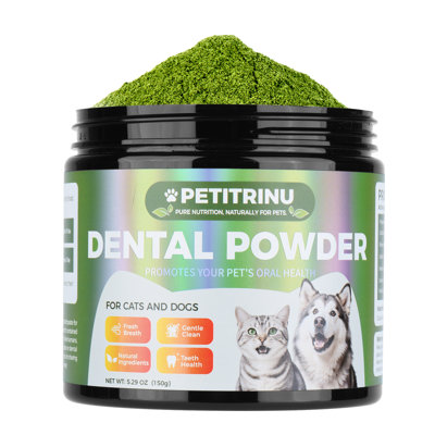 Dental Powder for Dogs & Cats, Pets Teeth Cleaning Powder for Plaque & Tartar Remover, Dog Breath Freshener, Natural Oral Care, 5.29oz/150g
