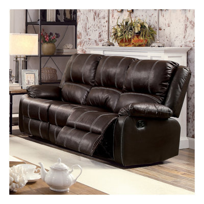 Canapé inclinable moderne en cuir synthétique 3 places avec coussins à ressorts ensachés et accoudoirs coussinés Zuriel