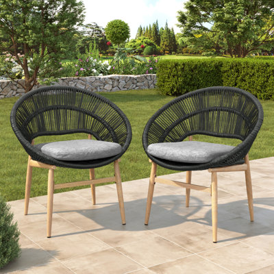 Chaise de salle à manger en osier de style papasan Cyril