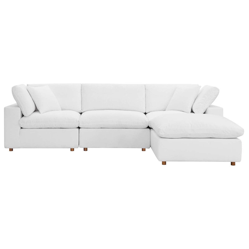 Ensemble de canapé modulaire rembourré 4 pièces Commix, Mélange de polyester blanc pur