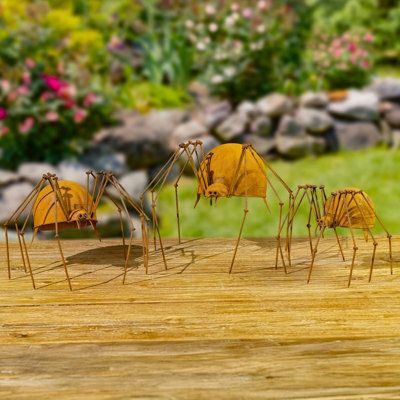 Whisper, Webster, and Weaver Assorted Metal Arachnid Garden Figurines (Set of 3)