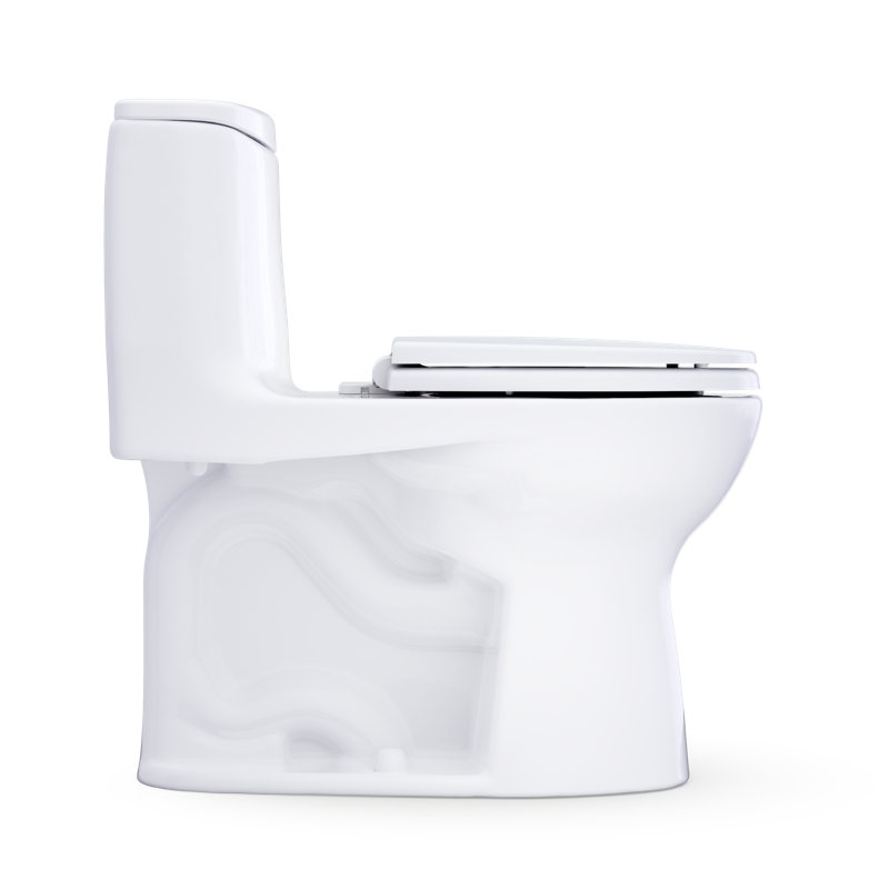 TOTO Ultramax One-Piece Round 1.28 GPF Universal Height Toilet with Right-Hand Trip Lever, CEFIONTECT and SS113 SoftClose Seat, Cotton White - MS603113CEFRG#01