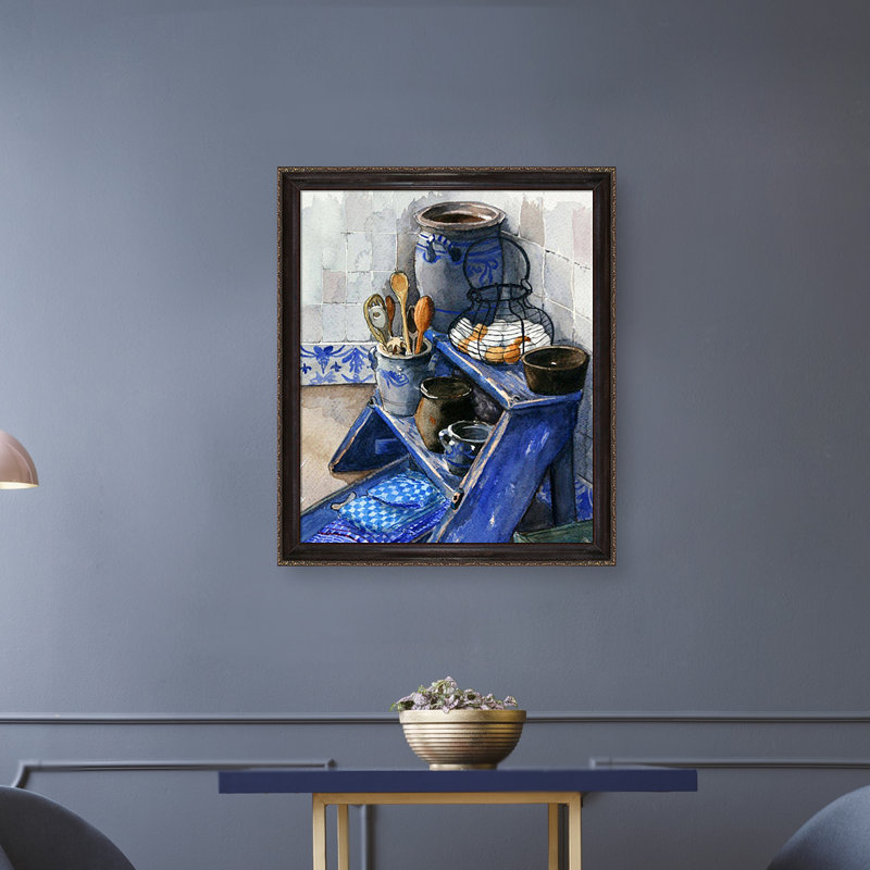 Reproduction d’art sur toile encadrée « Blue still » par Jolanda Van der Elst, H 27 po x l 23 po x p 2 po