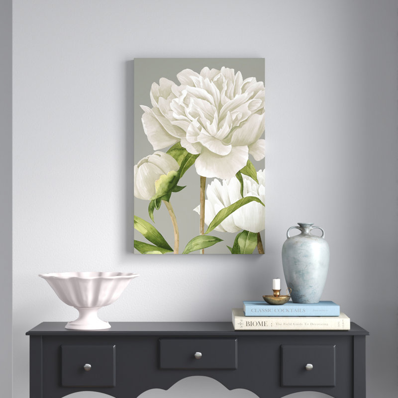 White Peonies II by Grace Popp - Painting, 46cm H x 30cm W, Paper Print