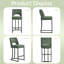 Ensemble de 4 tabourets de bar modernes à hauteur de comptoir en chenille avec dossier ouvert et base en métal noir mat pour îlot de cuisine, salle à manger-804814128-804814129