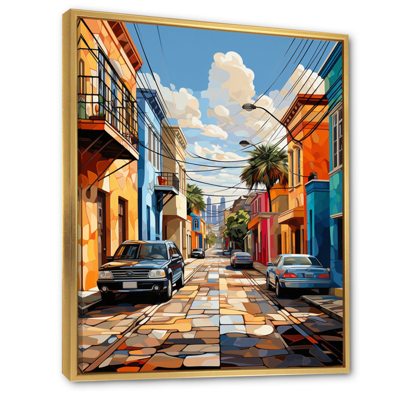 City Charleston Popart I sur toile, H 32 po x l 24 po x P 1 po, Cadre flottant doré