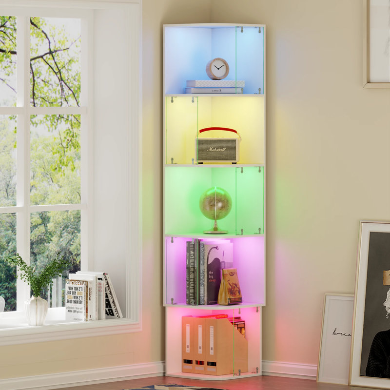164.7cm H x 35cm W Glass;MDF Bookcase, White