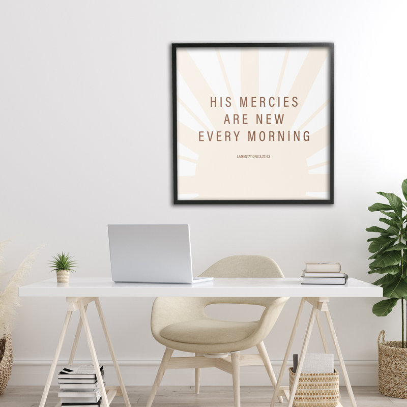 «His Mercies Are New», estampe numérique, conception par SD Graphics Studio, Giclée encadrée noir minuit, H 24 po x l 24 po