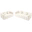Canapé moderne sans os avec deux coussins décoratifs circulaires, tissu en polyester à poils longs texturé litchi doux pour la peau, canapé en mousse à carreaux-545631078