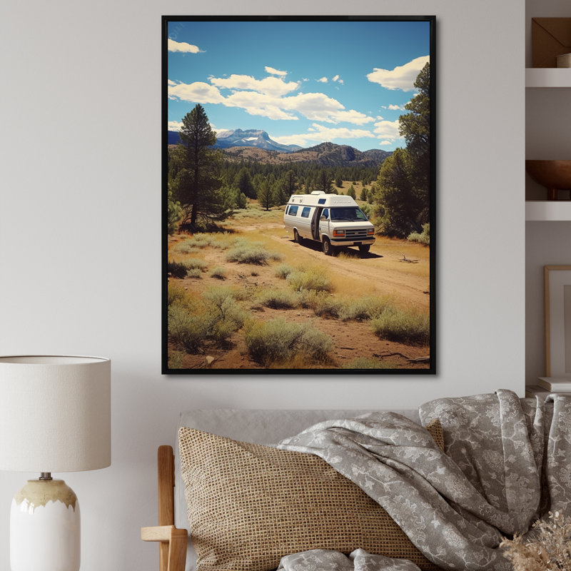 Explorers Haven Camping Travel Adventure I - Art mural de voyage en camping, Cadre flottant noir, H 32 po x l 24 po