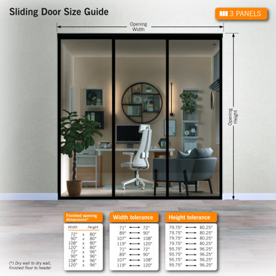 3 Panel Smoked Glass Sliding Closet