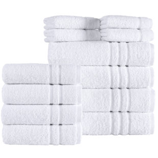 Luxury 12-Piece Towel Set Includes 4 Bath Towels, 4 Hand Towels, And 4 Washcloths Ringspun Cotton Is Absorbent And Soft