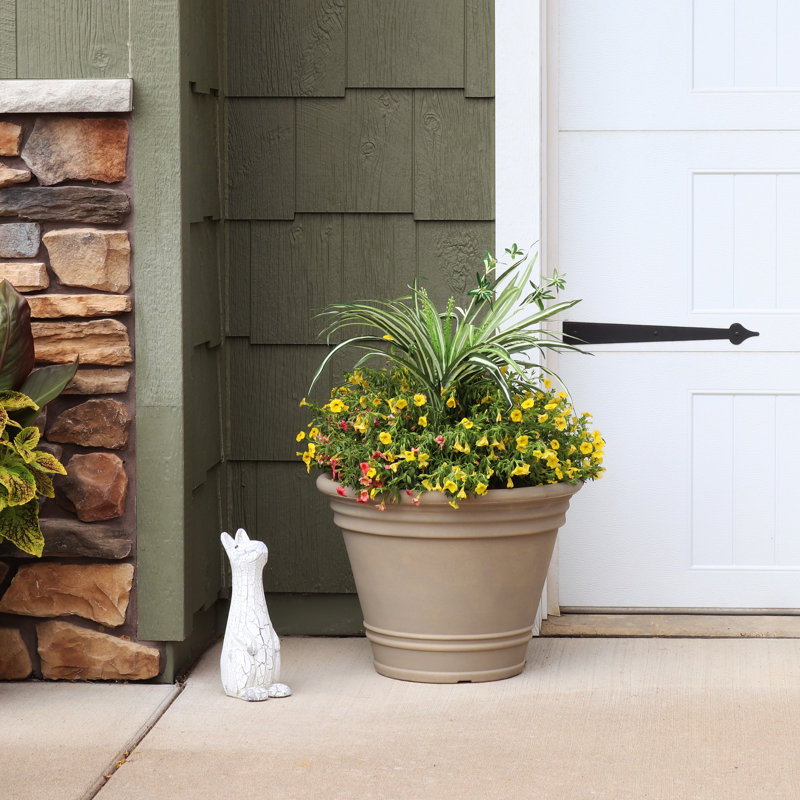 Pepinn 20" x 20" x 14.75" Round Polyresin Outdoor Planter Pot - Beige, 1, Beige