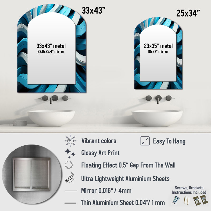 Miroir mural Op Art Blue Focus VII - Op Art, 43 po x 33 po