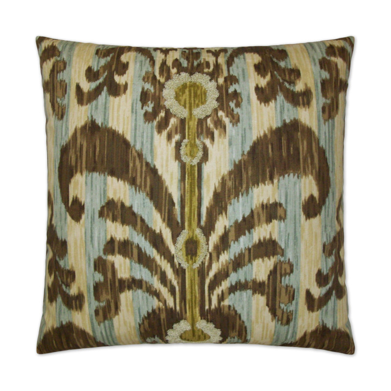 Java Moon Ikat Cotton Throw Pillow, Mineral