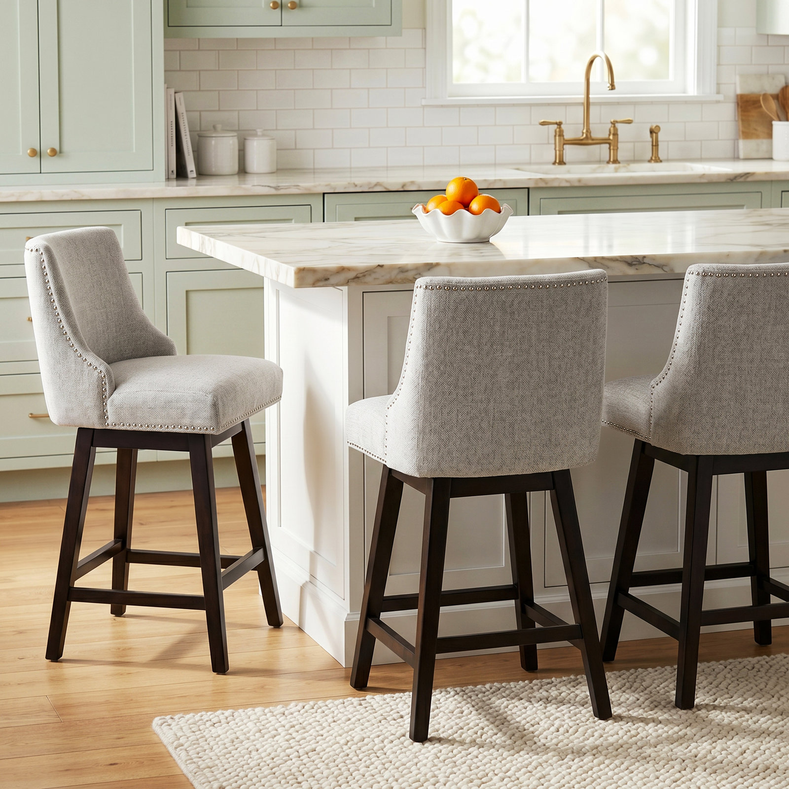 Orbay 26" Swivel Bar Stool, Nathan Ginger Tweed