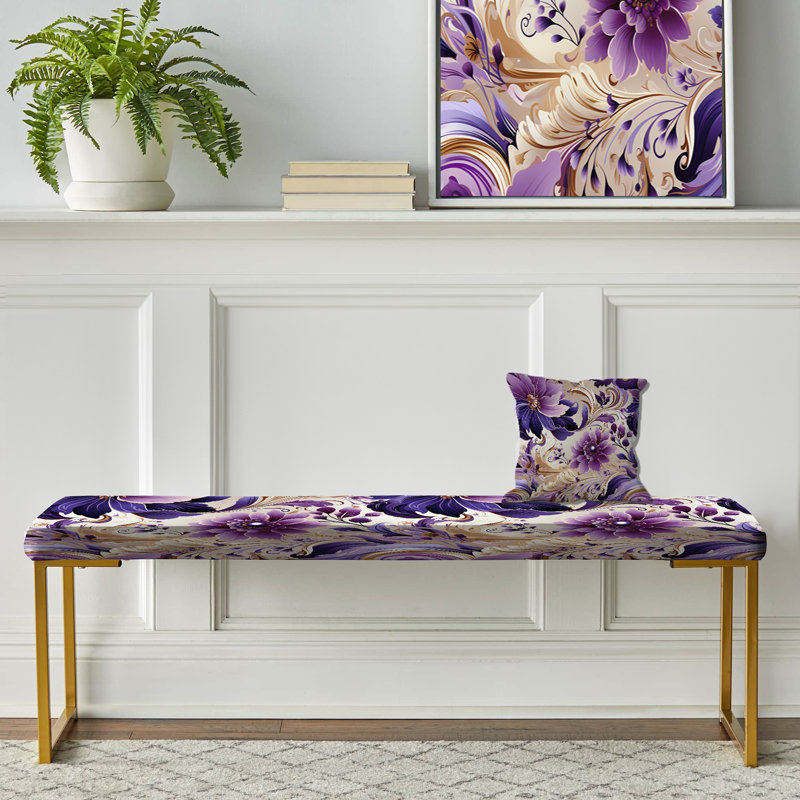 Purple Lavender Persian Paisleys - Paisley Upholstered Gold Bench