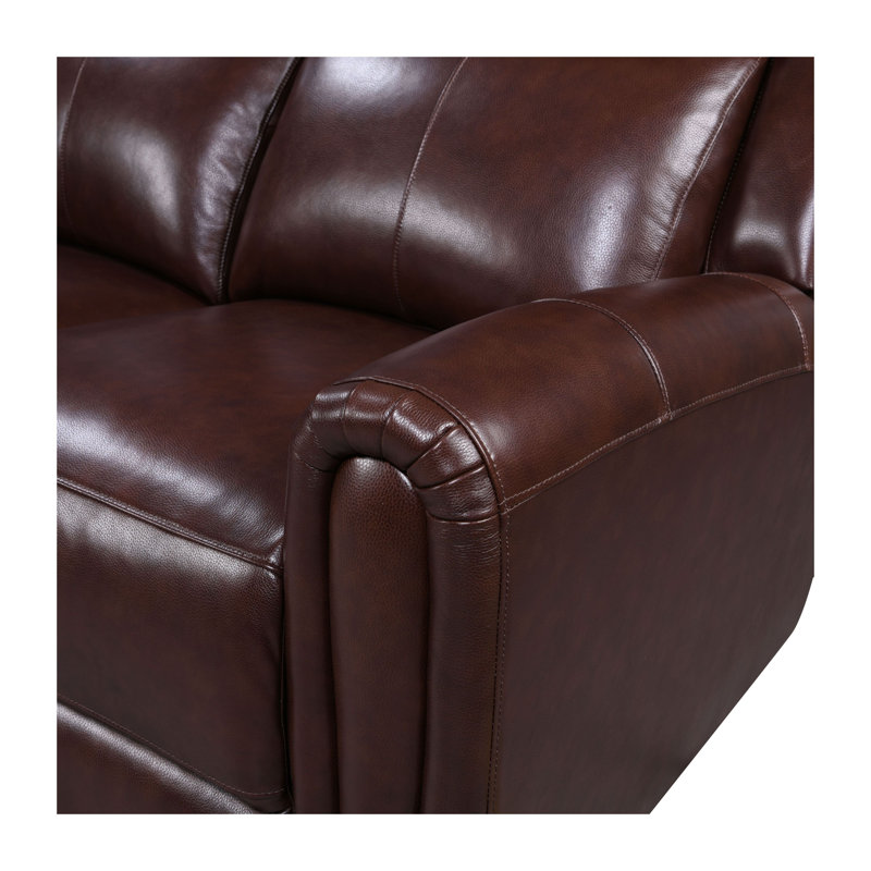 Jaberi Upholstered 82'' Power Reclining Sofa, Brown Genuine Leather