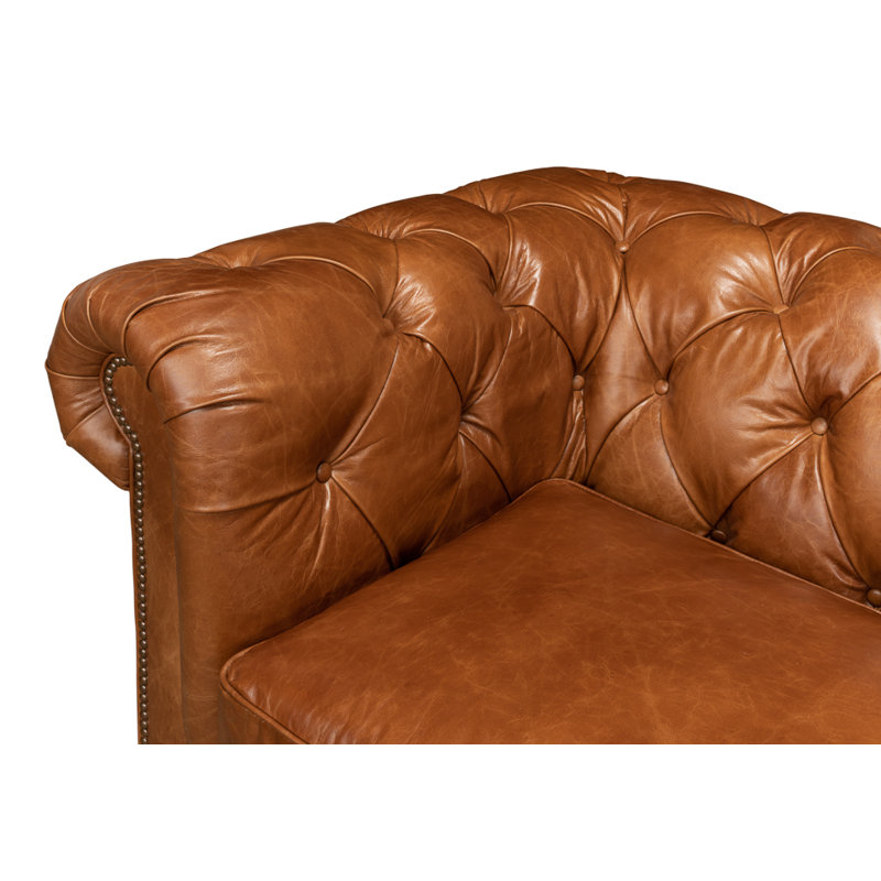 Carola Leather Sofa, Cuba Brown Genuine Leather