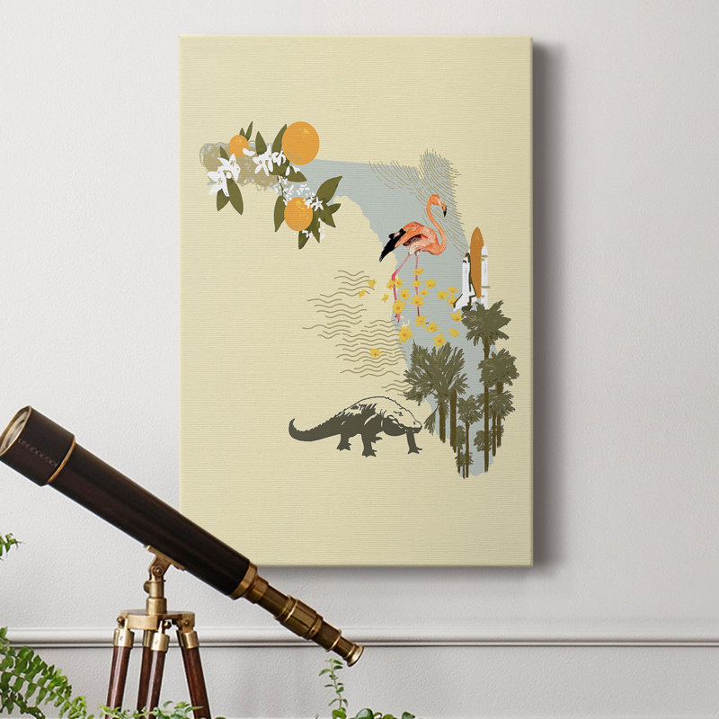 «Illustrated State-Florida», reproduction sur toile tendue, H 60 po x l 40 po x P 1 po