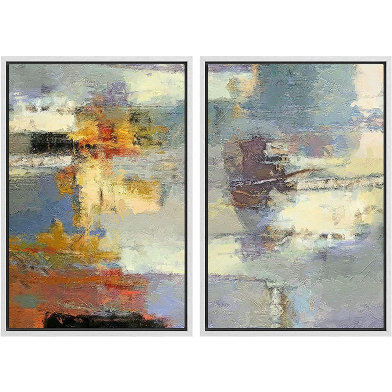 «Abstract Abstract Paint Effect», reproduction d'art sur toile, H 24 po x l 36 po x P 2 po, Toile encadrée flottée blanche