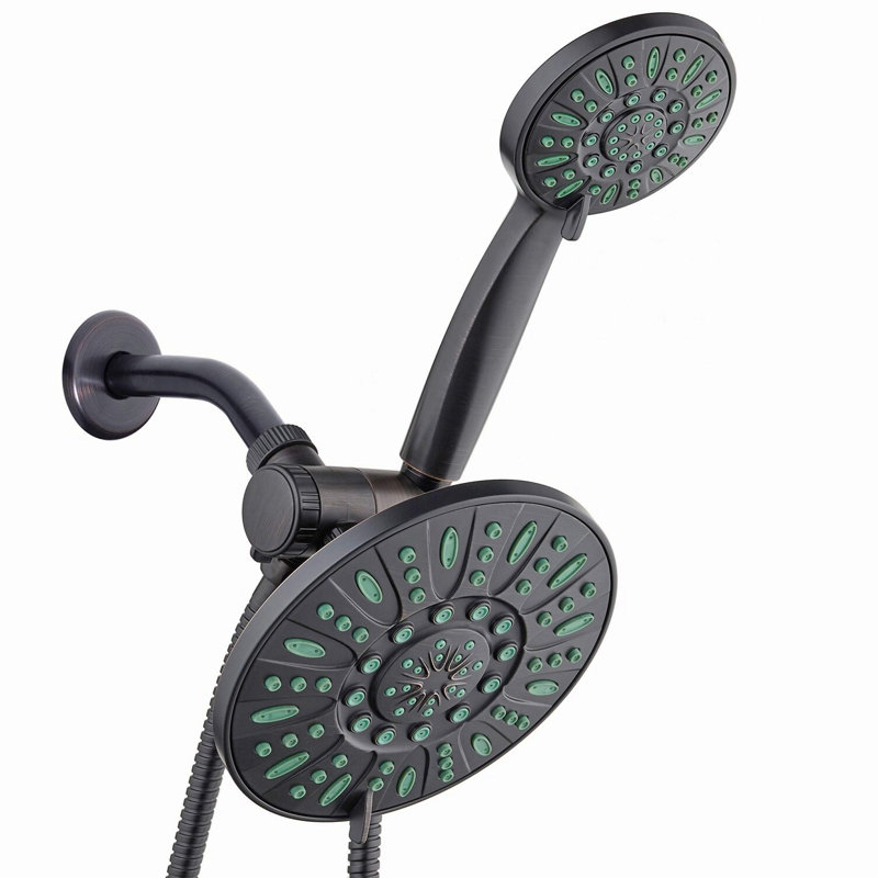 AquaGuard 30-Setting High-Pressure Rainfall Shower Combo with Microban Nozzle Protection and Anti-Clog Technology in Rubbed Bronze Finish