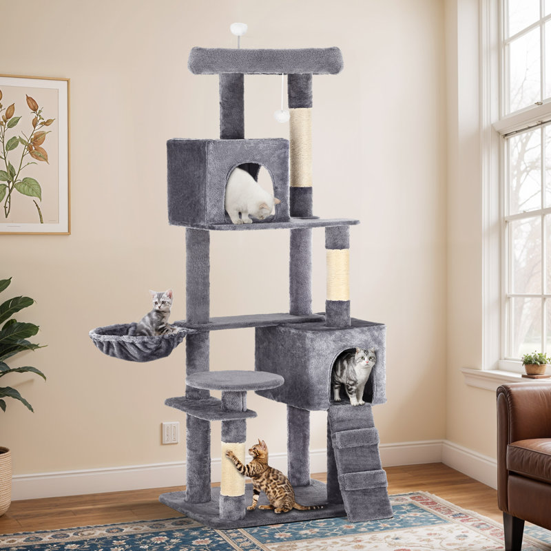 70.8" H Ditzel Multi Layer Cat Tree, Light Gray