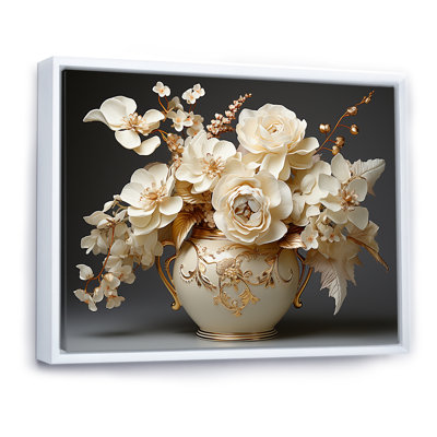 Baroque Hydrangea White And Gold VII On Canvas Print