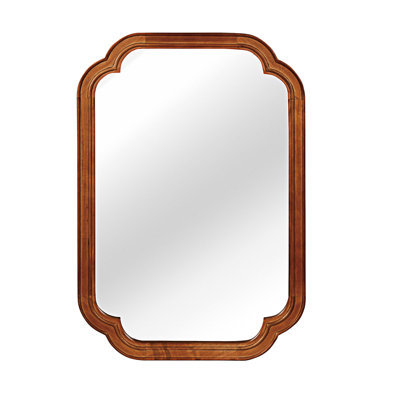 Wood Frame Rounded Corner Decorative Mirror