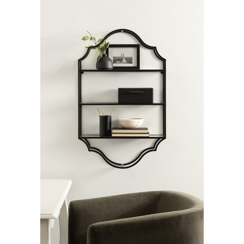 Ornate Tiered Wall Storage Shelf, Black