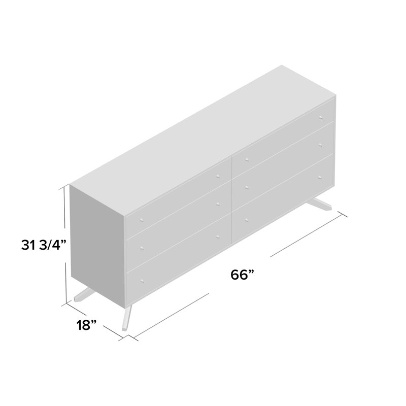 Astrid 6 Drawer Dresser, Smoke Cherry, Conventional
