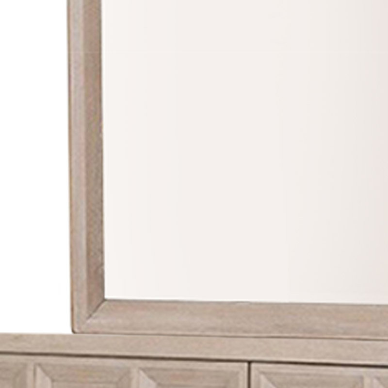 Miroir de commode Kizie, bois de chêne beige classique moderne, 42 po
