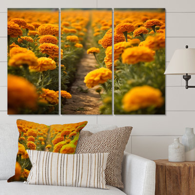 Jaune jaune vert souci II - ensemble d'art mural floral en métal